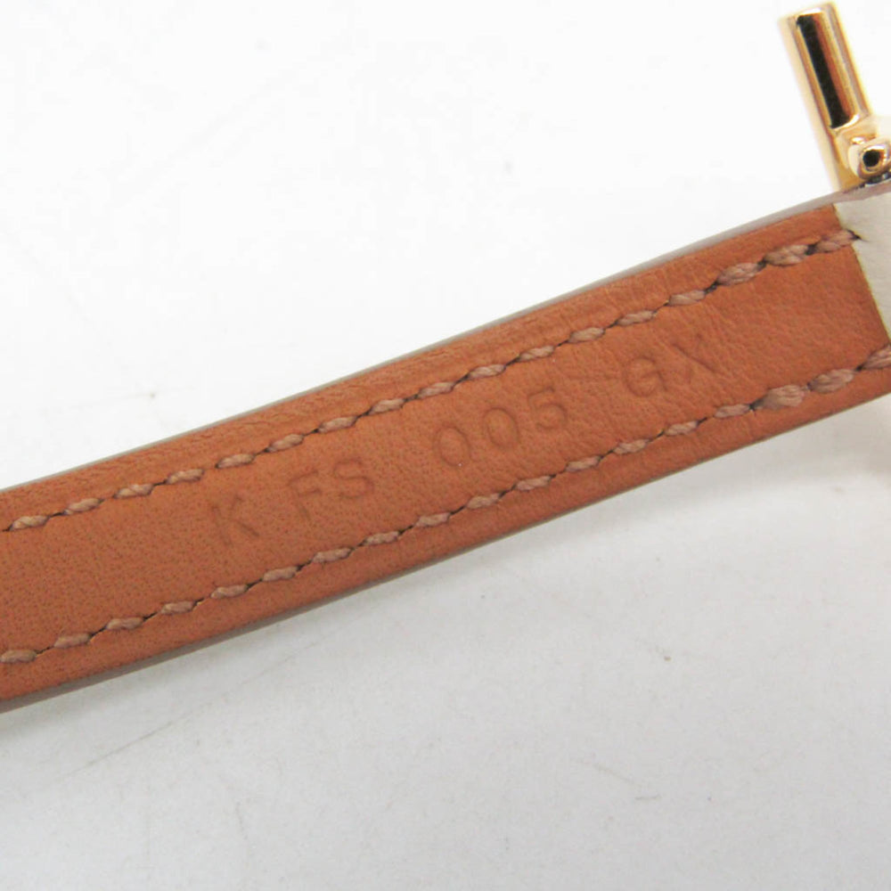 Hermes Croisière Double Tour Metal,Swift Leather Wrap Bracelet Off-white,Yellow Gold — Like New
