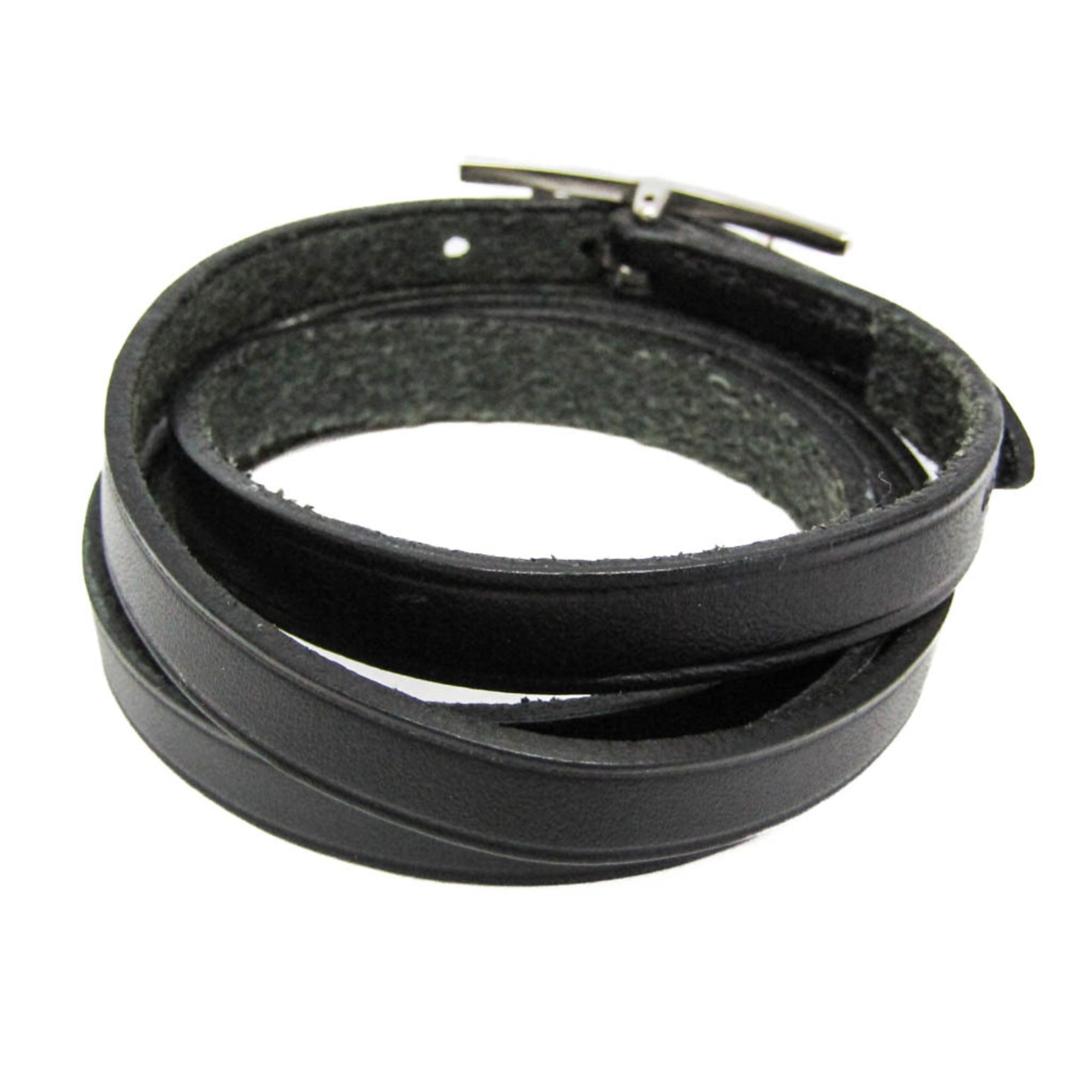 Hermes Hapi III Choker Leather,Metal Bangle Silver,Black — Like New