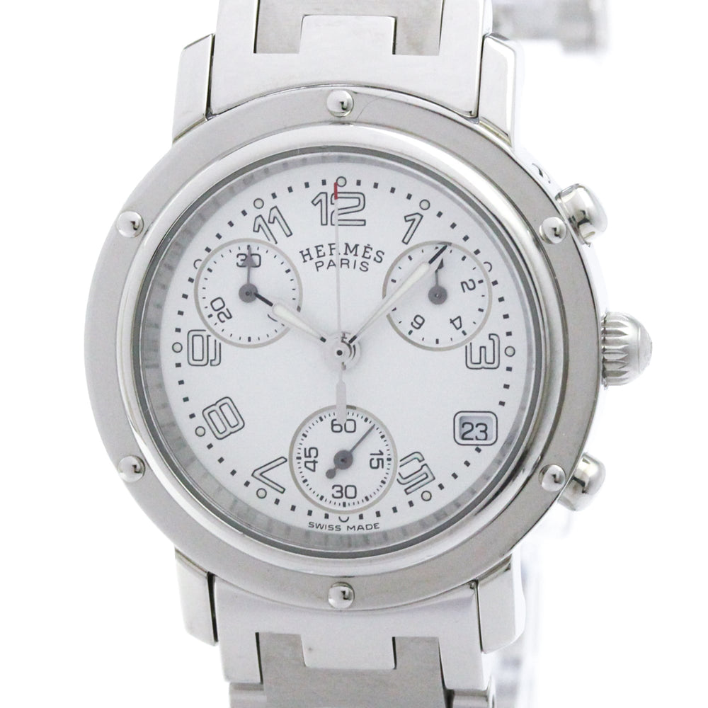 HERMES Clipper Chronograph Steel Quartz Ladies Watch CL1.310 Polished — Very Good