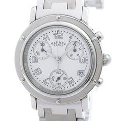 HERMES Clipper Chronograph Steel Quartz Ladies Watch CL1.310 Polished — Very Good