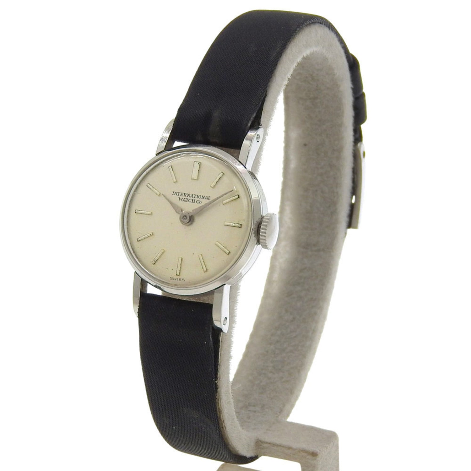 International Watch Company (IWC) women's watch, stainless steel, hand-wound, analog display, silver dial.