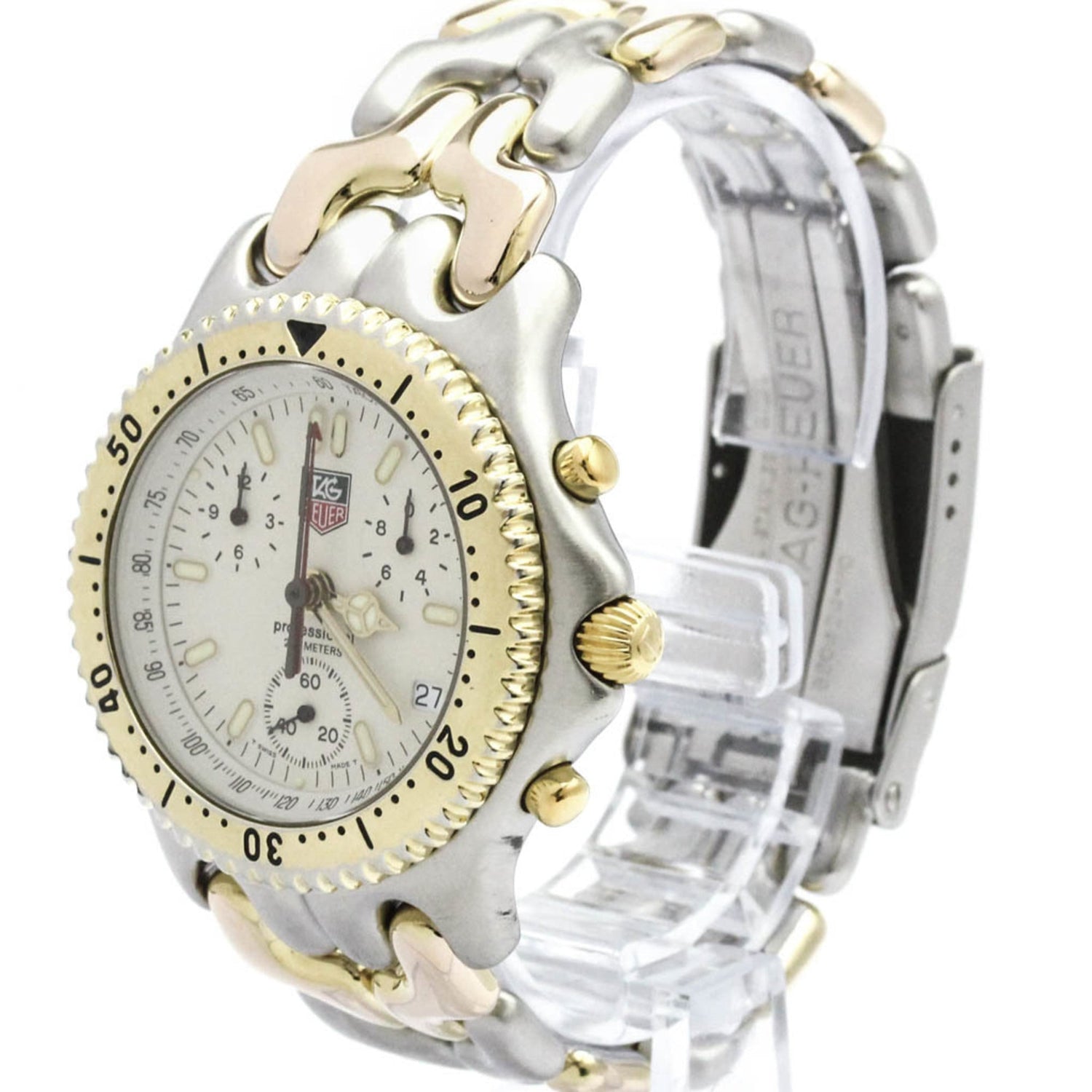 TAG Heuer Sel Chronograph Gold Plated Steel Mens Watch CG1120 Polished
