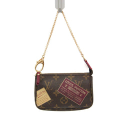 Louis Vuitton Monogram Mini Pochette Accessoires Label Collection M63798 Women,Men Handbag,Pouch Monogram,Wine — Like New