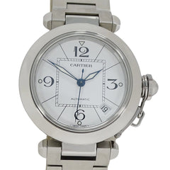 Cartier Pasha C Date Automatic Watch for Boys, Stainless Steel (SS) W31074M7, Silver & White — Good
