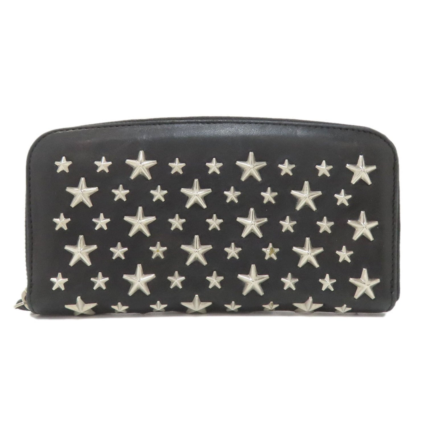 Jimmy Choo Star Motif Round Zip Long Wallet Leather Women's