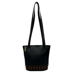 YVES SAINT LAURENT Yves Saint Laurent Cutout YSL Logo Charm Leather Semi-Shoulder Bag Black 35790 — Like New