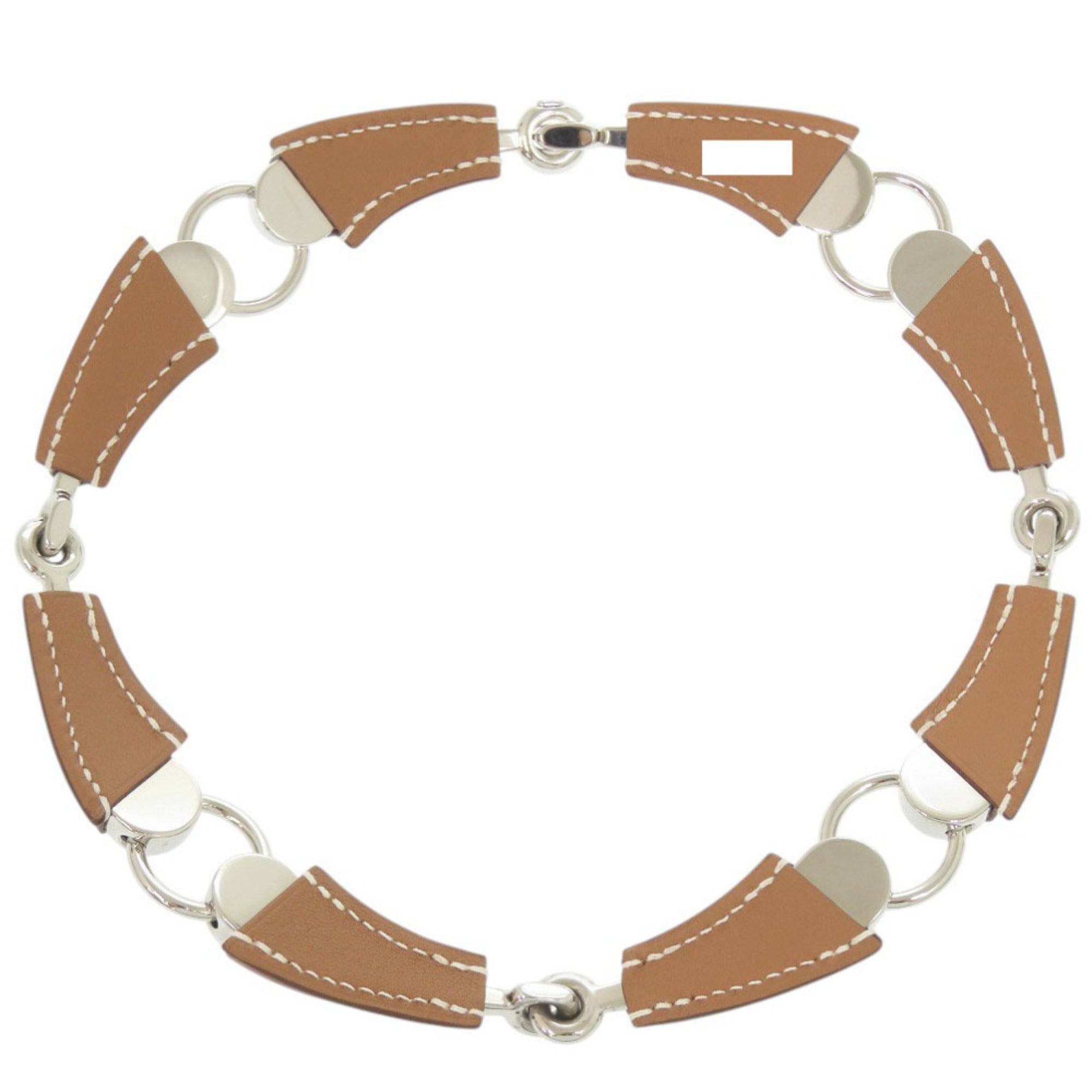 Like new Hermès Epure Equestre Vaubarenia/Fauve metal necklace with silver hardware and a W stamp (made in 2024). Brown choker necklace, item number 0415. This HERMES is for women — Like New