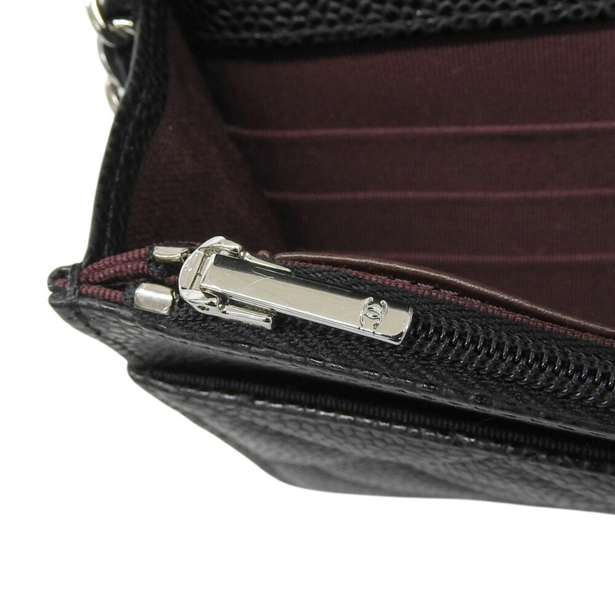Like New Chanel Coco Mark Chain Wallet (Serial Number 28) AP0250 Caviar Leather Black — Like New