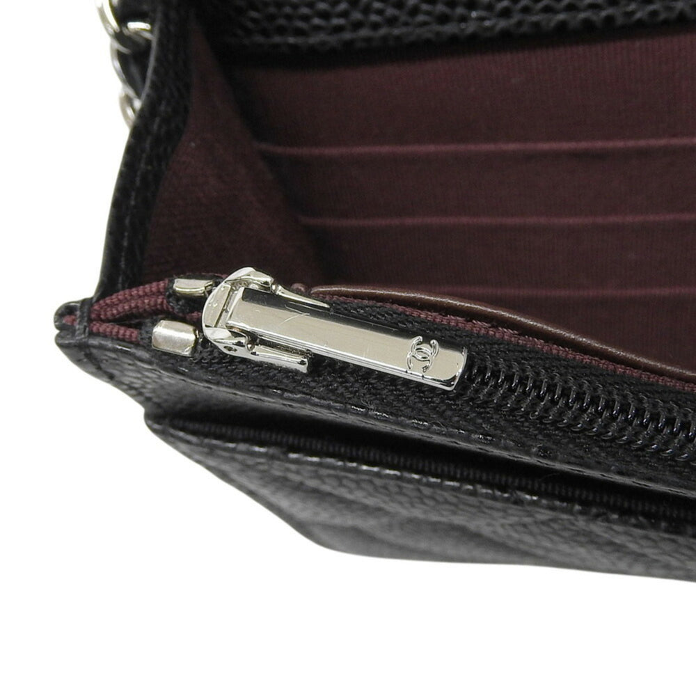 Like New Chanel Coco Mark Chain Wallet (Serial Number 28) AP0250 Caviar Leather Black — Like New