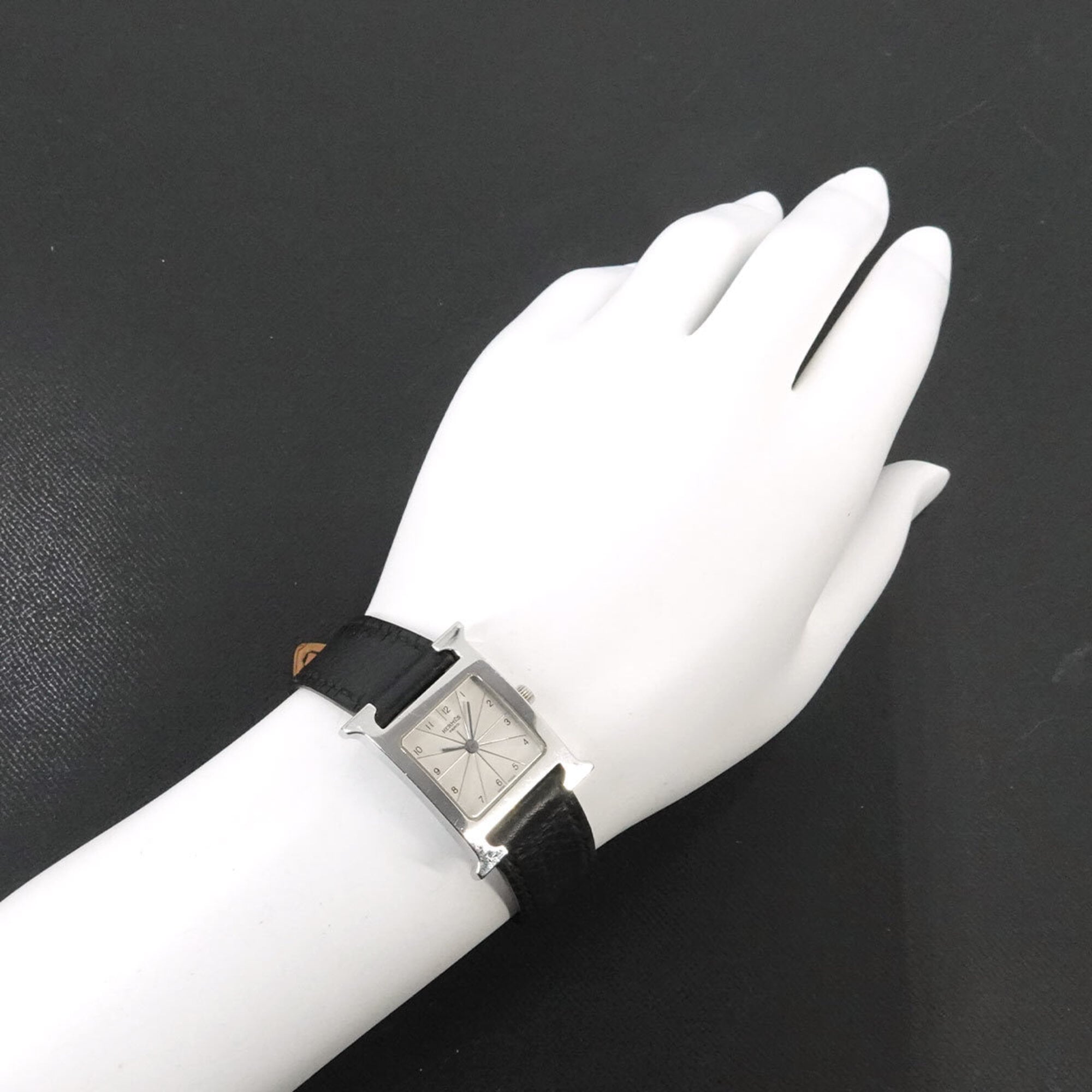 Hermes H-Watch HH1 210 Women's Watch Silver Black Quartz H — Very Good