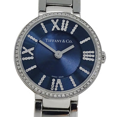 Tiffany & Co. Women's Atlas Diamond Quartz Watch, Stainless Steel (SS), Silver/Navy, 69291651, Polished — Good