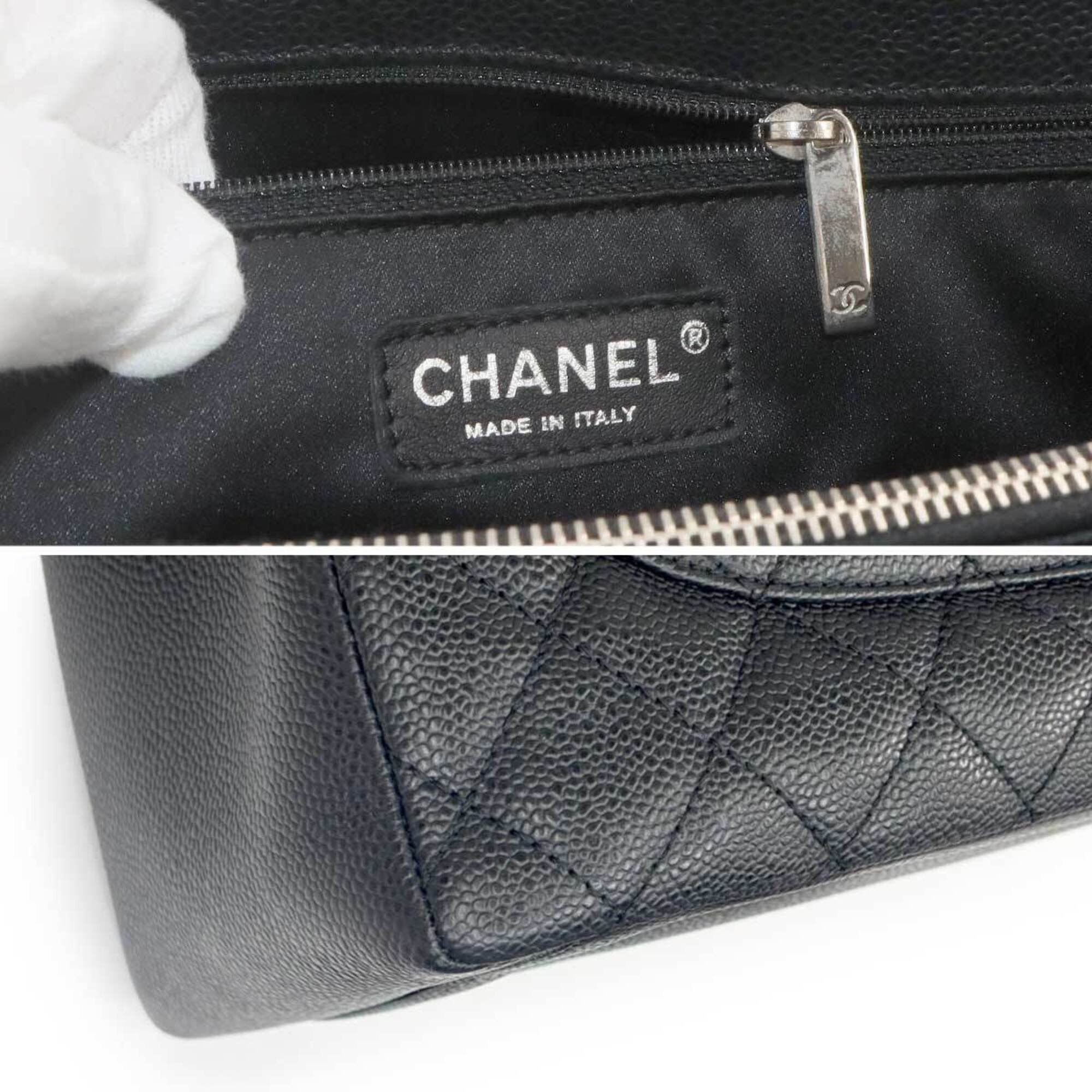 Chanel Matelasse Grand Chain Tote Handbag GST Caviar Leather Black A50995 — Like New