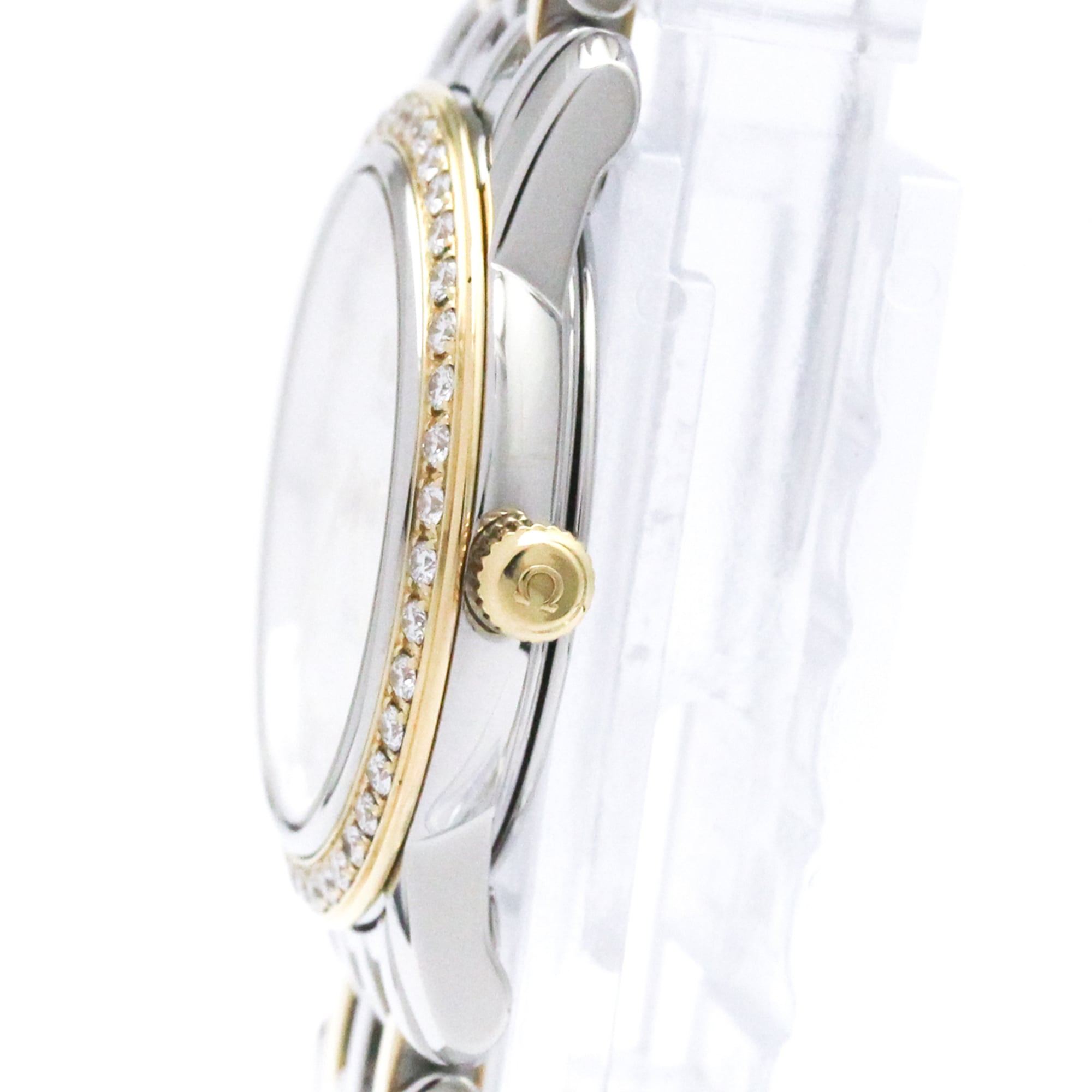 OMEGA De Ville Prestige Diamond MOP Dial 18K Gold Steel Watch 4375.75 Polished — Very Good