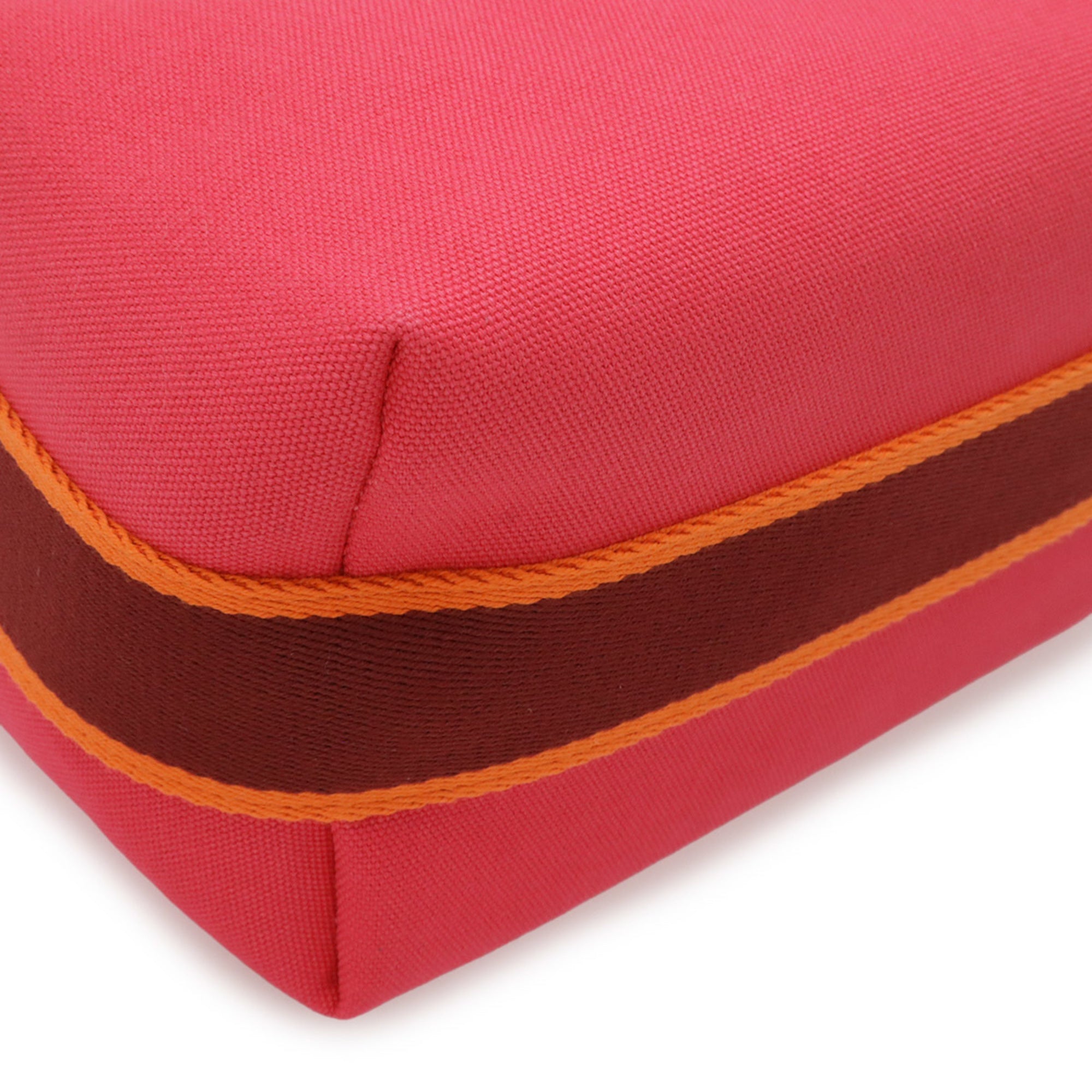 HERMES Bride à Black PM Bus Pouch Handbag Canvas Hibiscus Pink H104222M — New - Store Return