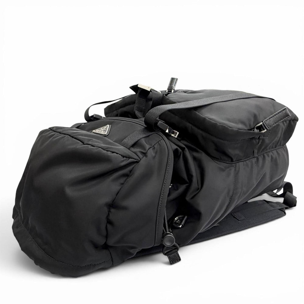 PRADA 2VZ019 Triangle Logo Re-Nylon Leather Backpack Daypack Black Made in Italy Men's with Dust Bag — Like New