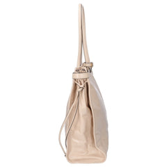 PRADA 1BA439 Bonnie Extra Large Nappa Leather Handbag with Strap - Travertine Women's — Like New