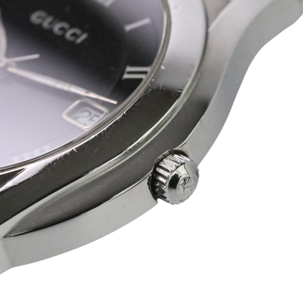 GUCCI Quartz Watch 5500M Black Dial Silver Color Men's — Very Good