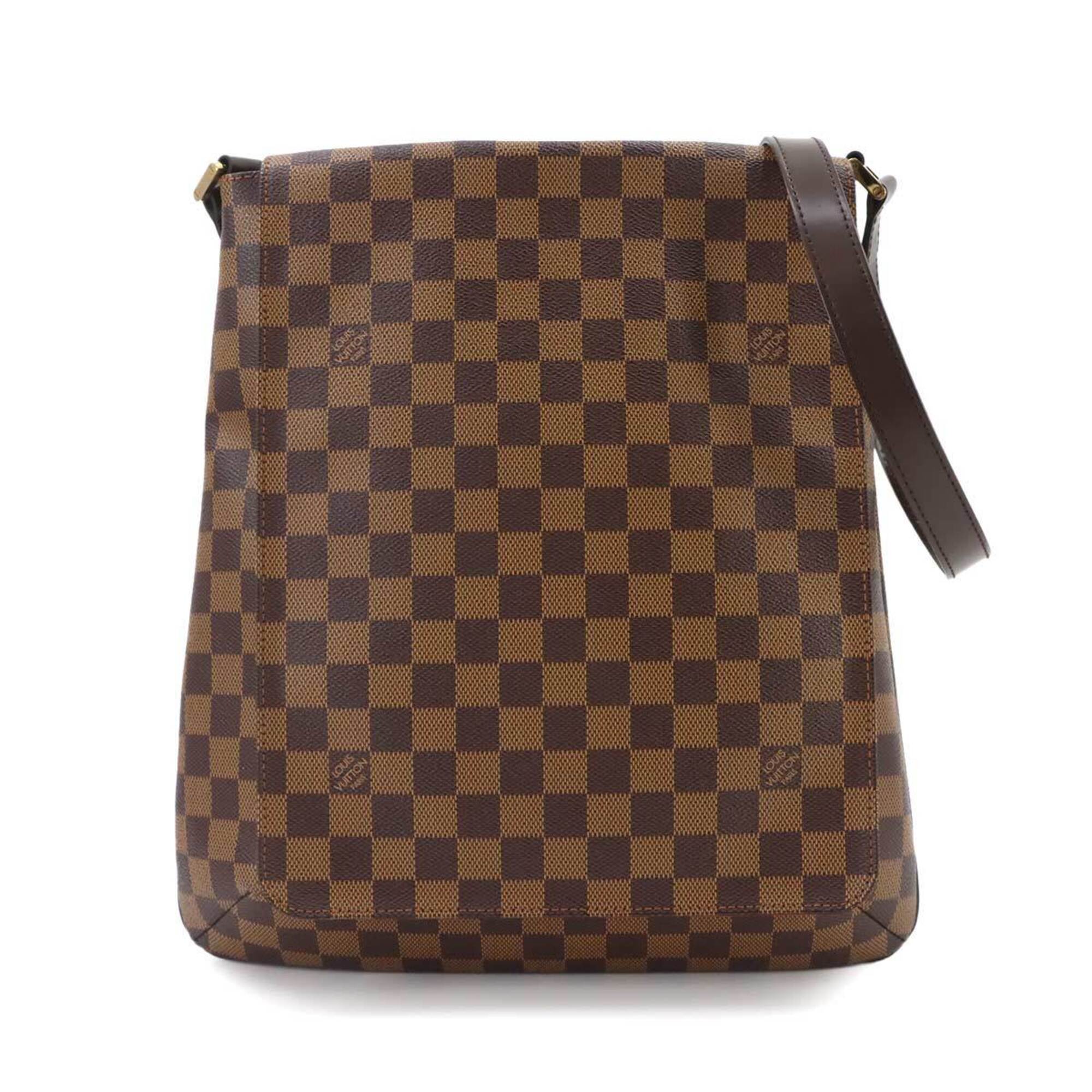 Louis Vuitton Damier Musette Shoulder Handbag, Ebene Brown, N51302, Gold Hardware — Like New