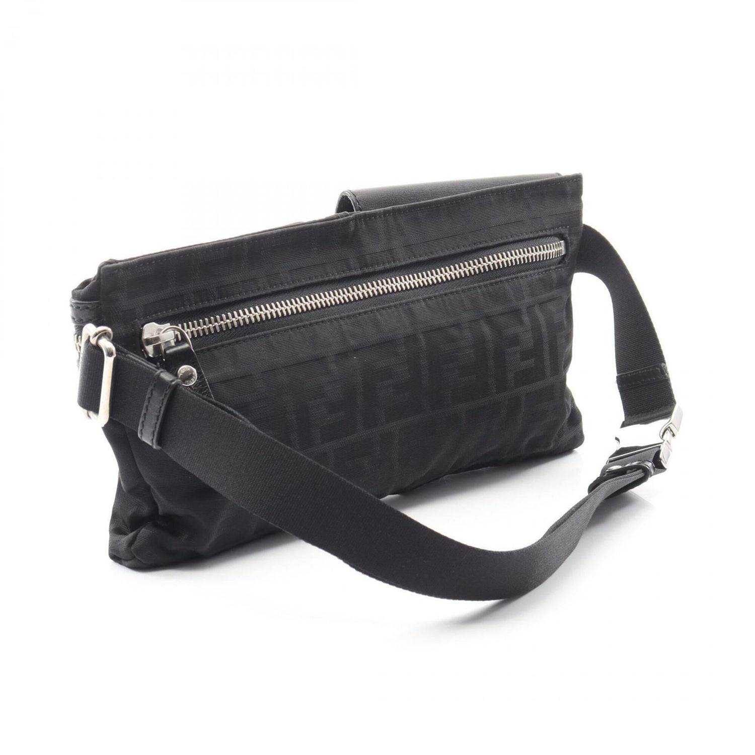 Fendi Zucca Belt Bag, Waist Handbag, Nylon Leather, Men's, Black (7VA280)
