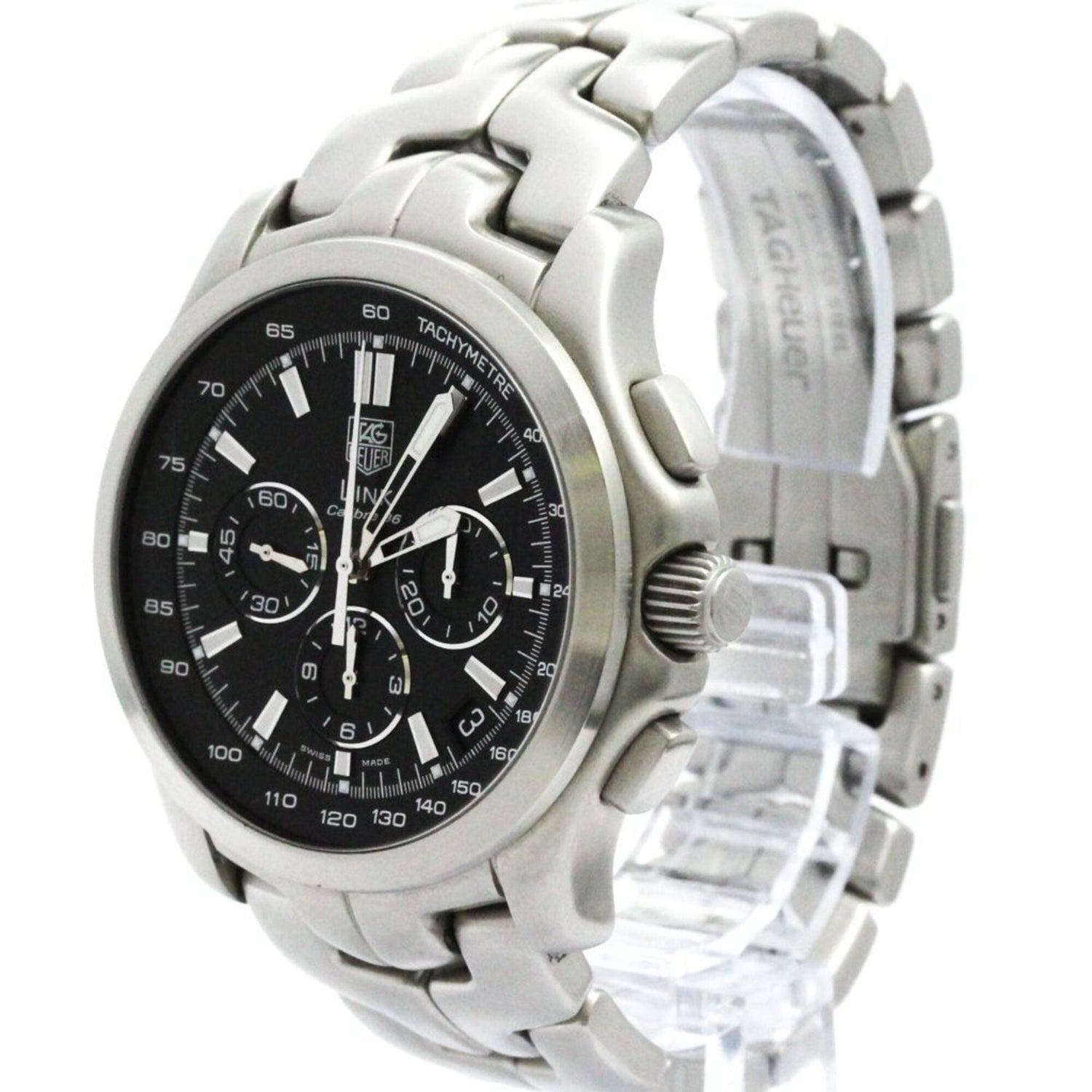 Polished TAG HEUER Link Calibre 16 Chronograph Automatic Watch CT511A BF580443