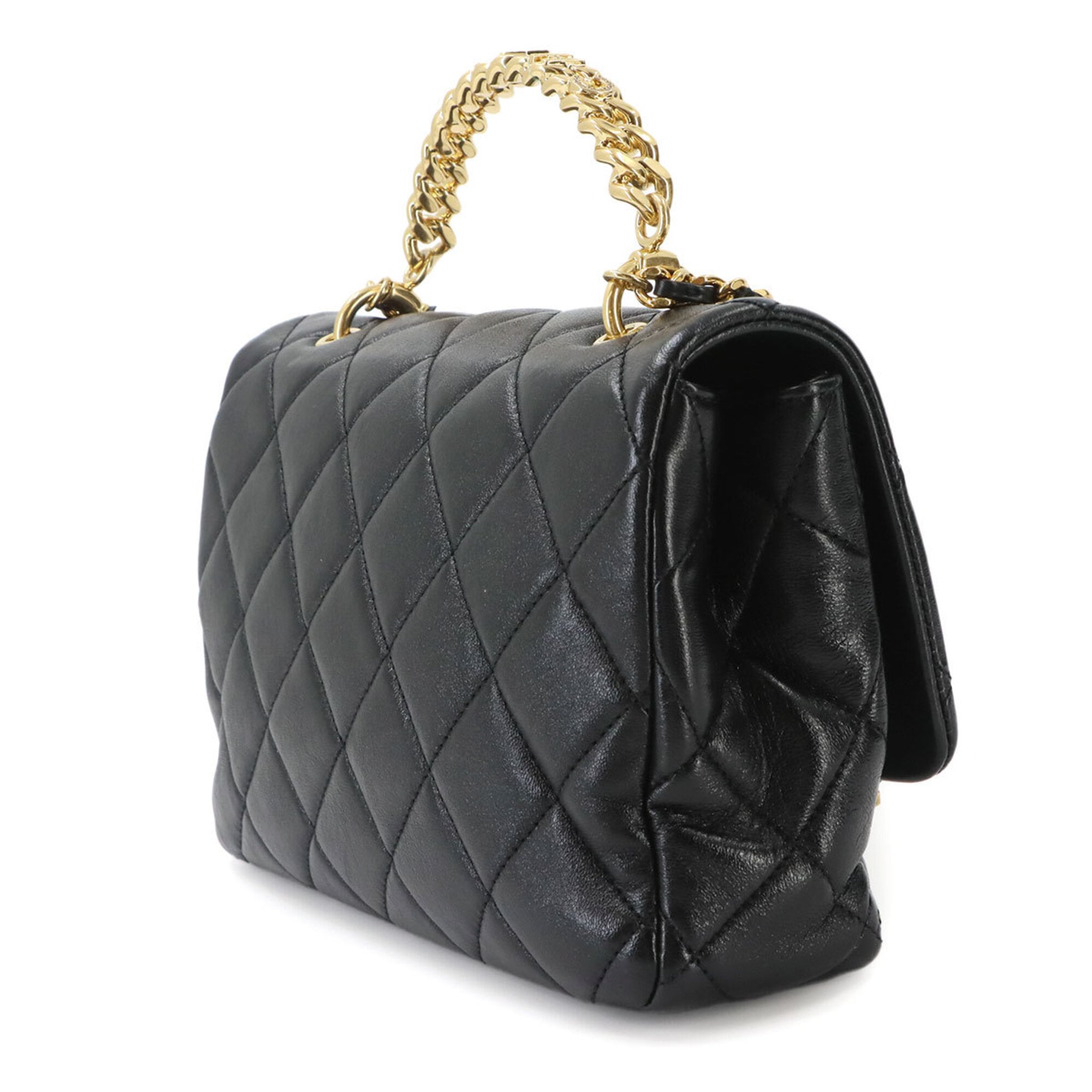 Chanel Matelasse 2-way Handbag/Shoulder Bag, Leather, Black, Gold Hardware — Like New