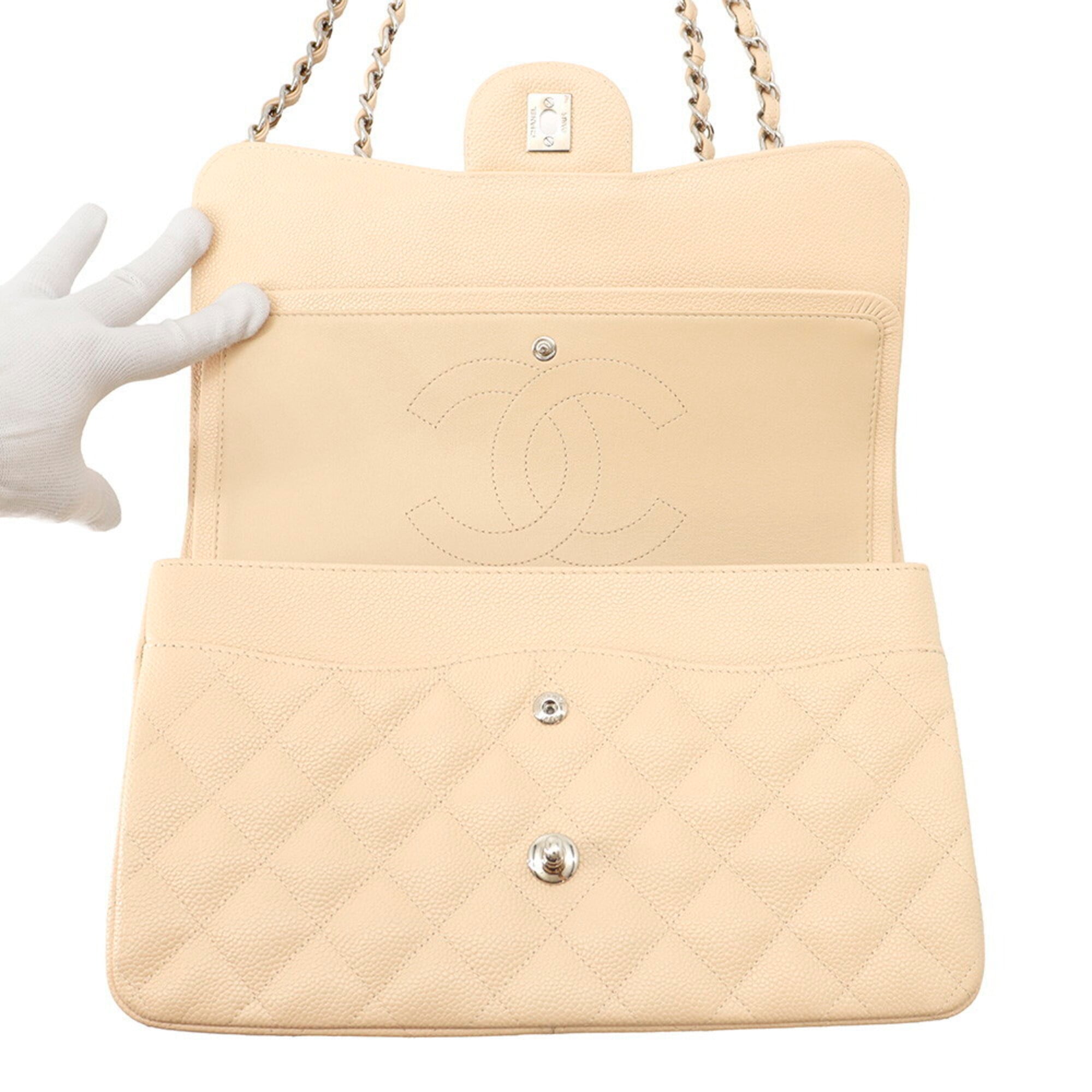 Chanel Chain Shoulder Bag Matelassé 30 Coco Mark Caviar Skin A58600 CHANEL Large Handbag Women's — Like New
