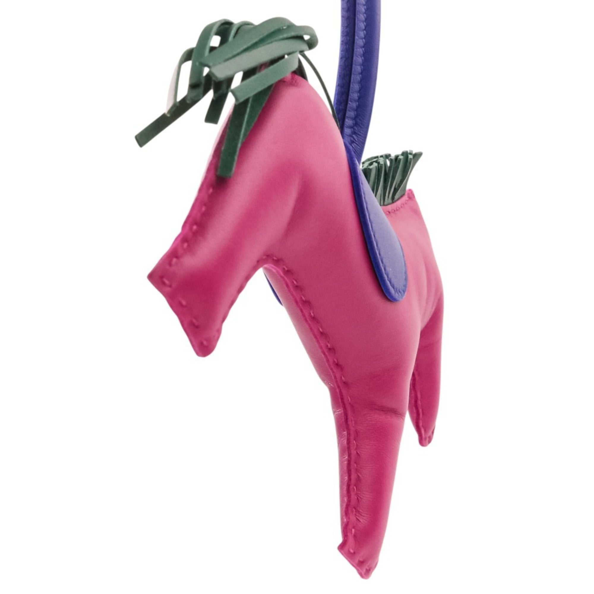 HERMES Rodeo GM Leather Accessory Bag Charm, Agneau Milo Purple, Women's — Like New