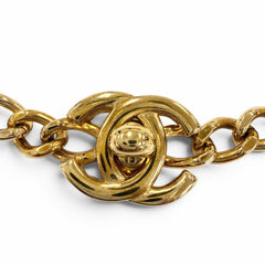 CHANEL Vintage 96A Coco Mark Turnlock Necklace, Gold, Made in France, Women's, with Box — Like New