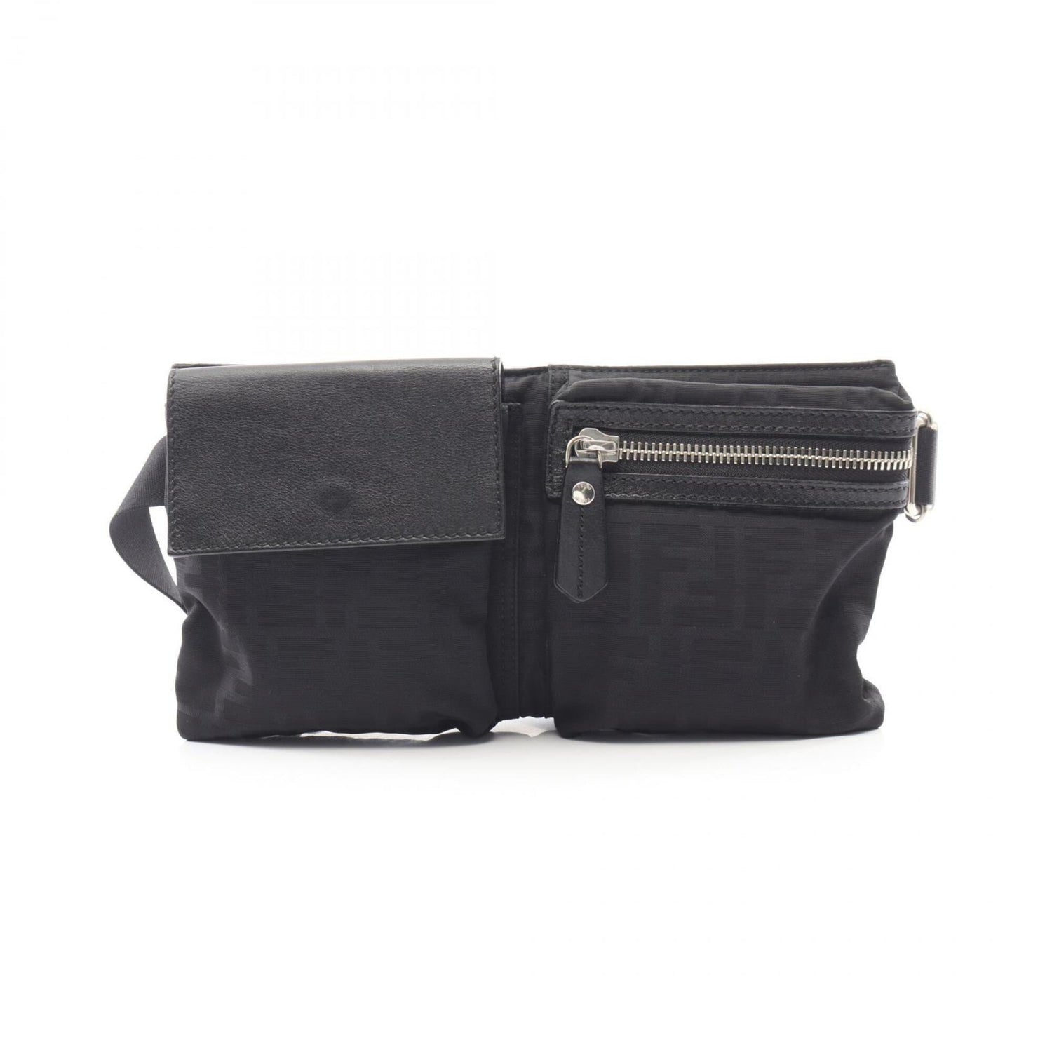 Fendi Zucca Belt Bag, Waist Handbag, Nylon Leather, Men's, Black (7VA280)