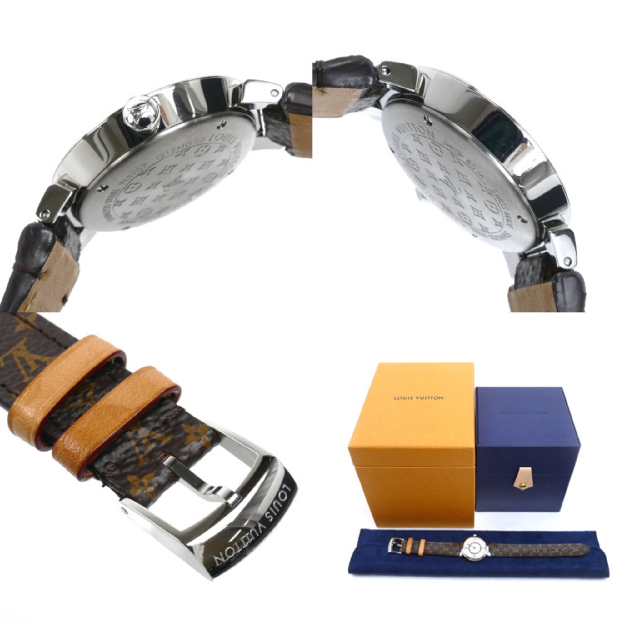 LOUIS VUITTON Tambour Slim 8PD Watch, Battery Operated, Q12MG, Women's — Very Good