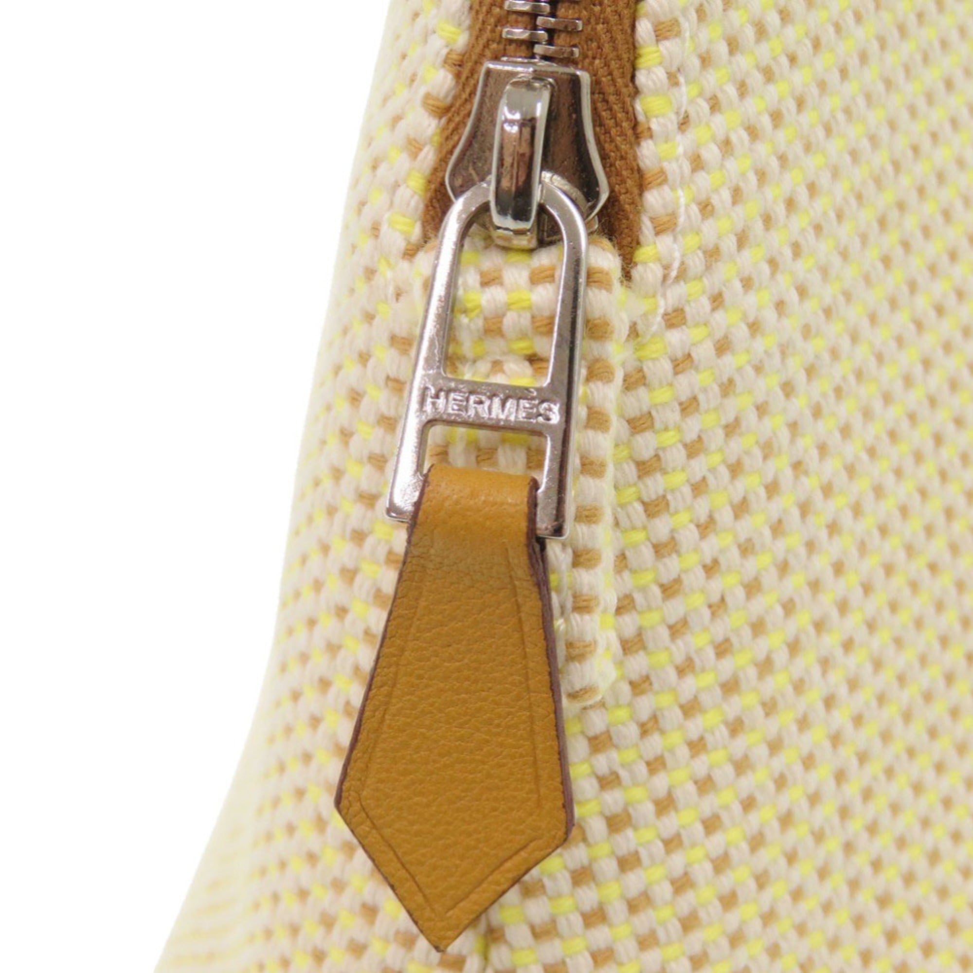 Like new Hermès Bolide Pouch 20 PM Crazy H Cotton Citron Ochre with Silver Hardware Bag 1436HERMES — Like New