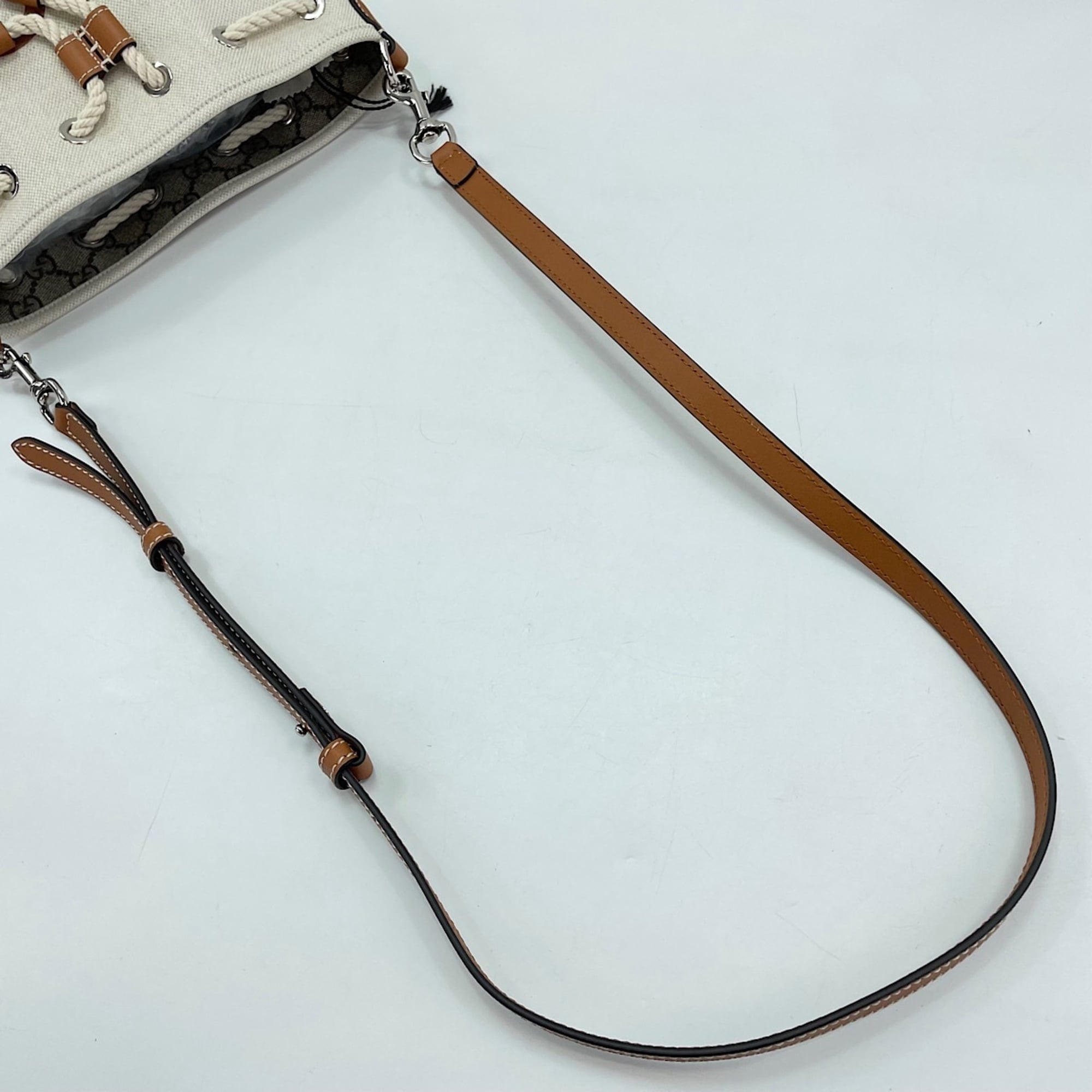 Gucci Lido Collection Logo Print Shoulder Bag, Canvas, Beige — Like New