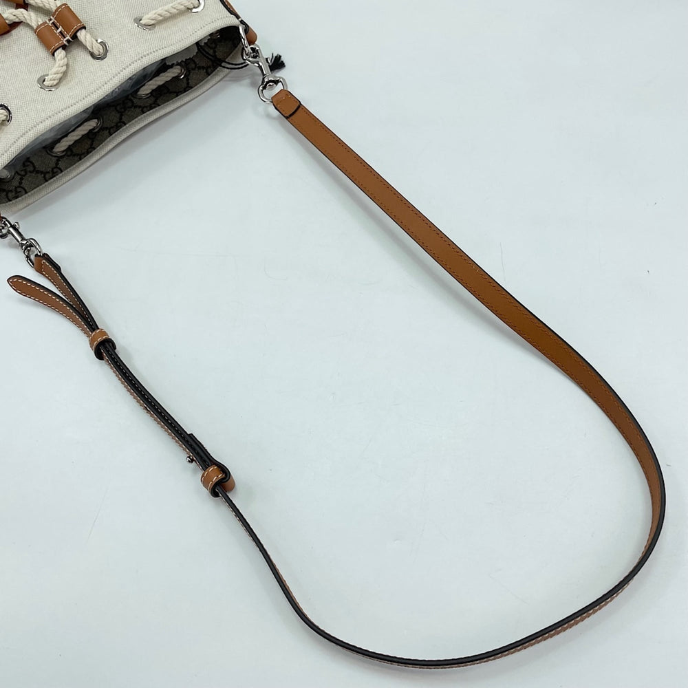 Gucci Lido Collection Logo Print Shoulder Bag, Canvas, Beige — Like New