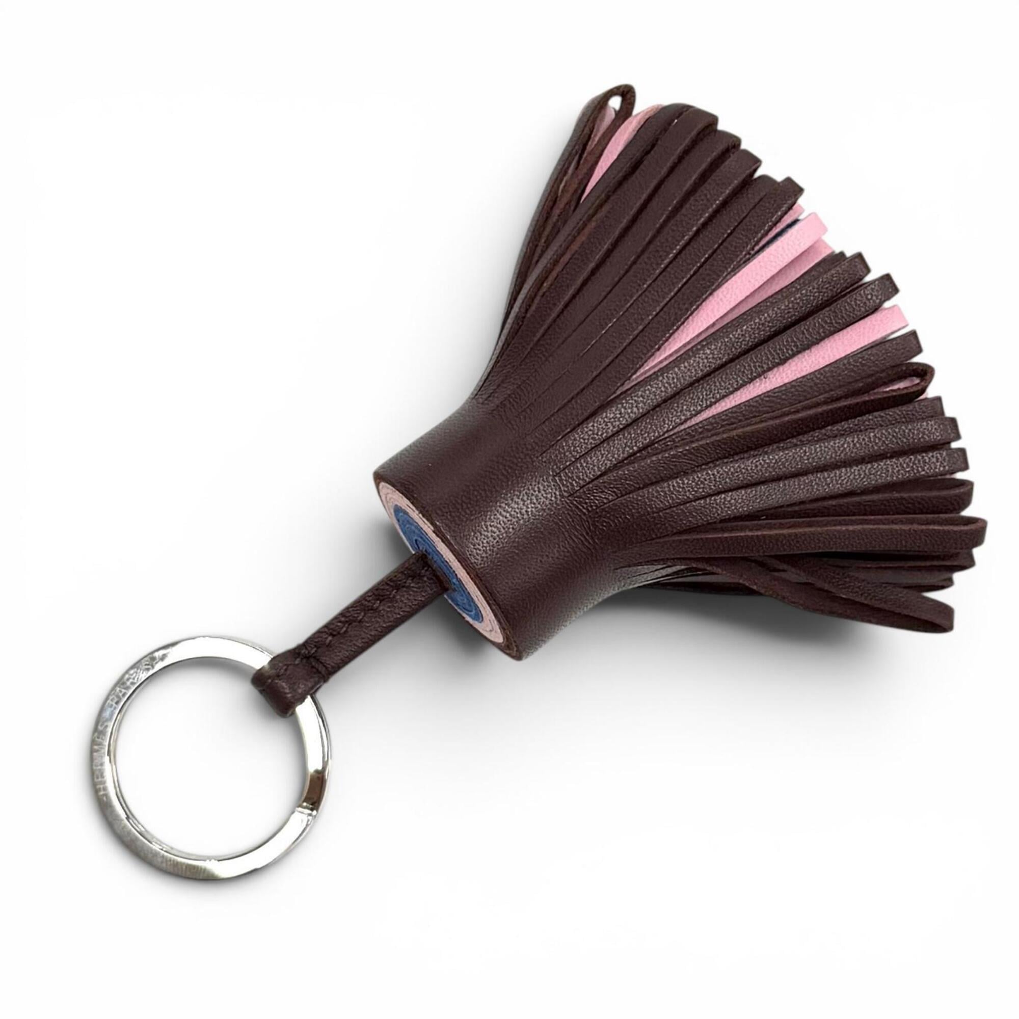 HERMES Carmen Blue France Rouge Sellier Mauve Sylvestre Agneau Milo Tricolor Bag Charm Z Stamp Made in Women's — Like New