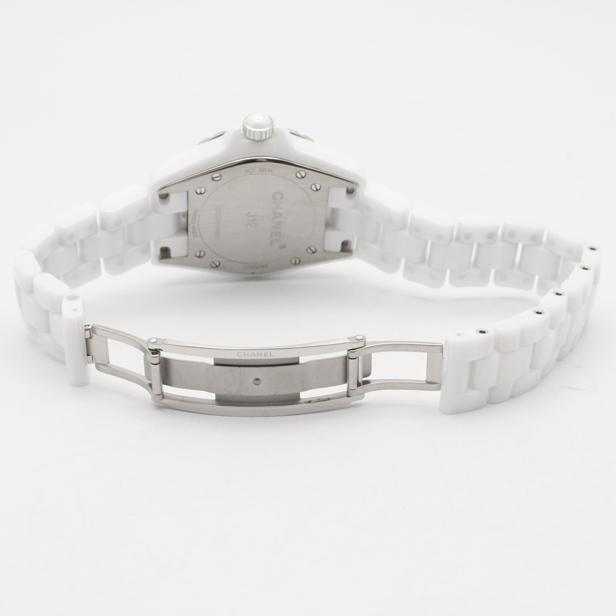 Chanel J12 Diamond Bezel 8-Diamond Watch, Ceramic, Diamond, Ladies, White, H3110 — Very Good