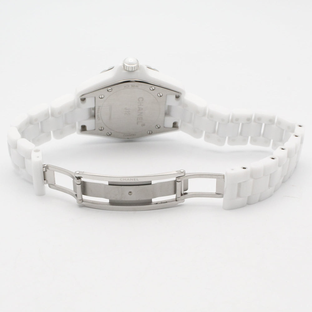 Chanel J12 Diamond Bezel 8-Diamond Watch, Ceramic, Diamond, Ladies, White, H3110 — Very Good