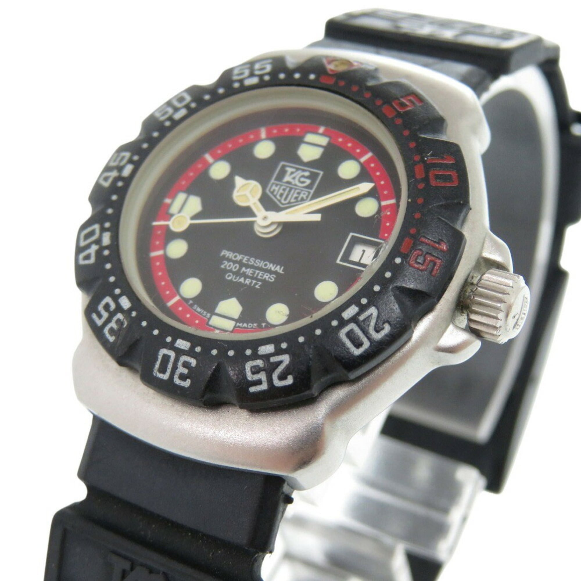 TAG Heuer Formula 1 374.508 Stainless Steel Rubber Black Dial Quartz Wristwatch 1910 — Good