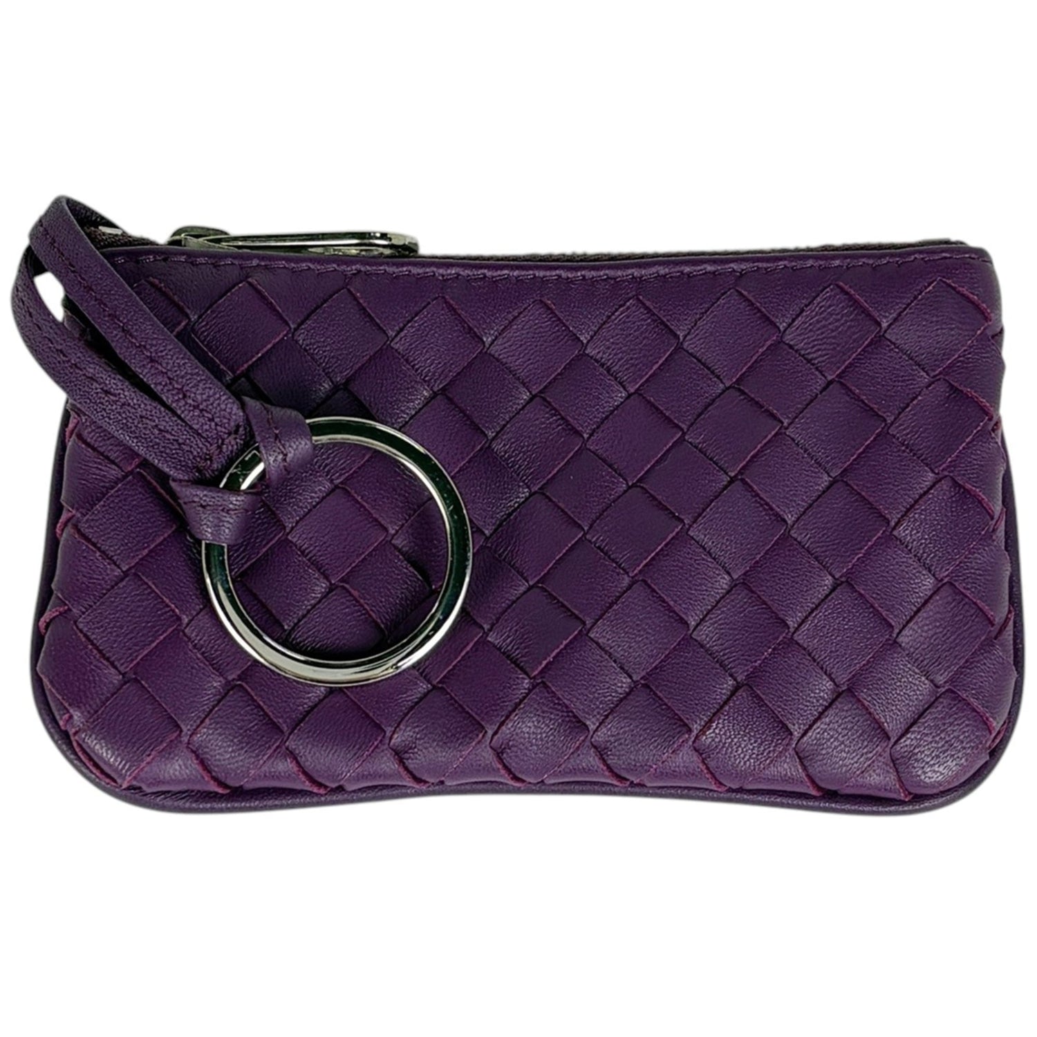 Bottega Veneta Intrecciato Leather Wallet/Coin Case, Purple, Women's
