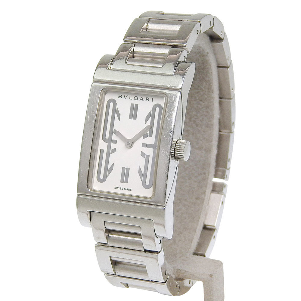 Bulgari BVLGARI Rettangolo RT39S Square White Dial Stainless Steel Quartz Battery Operated Women's Watch Approx. 38mm (height) x 21mm (width) — Good