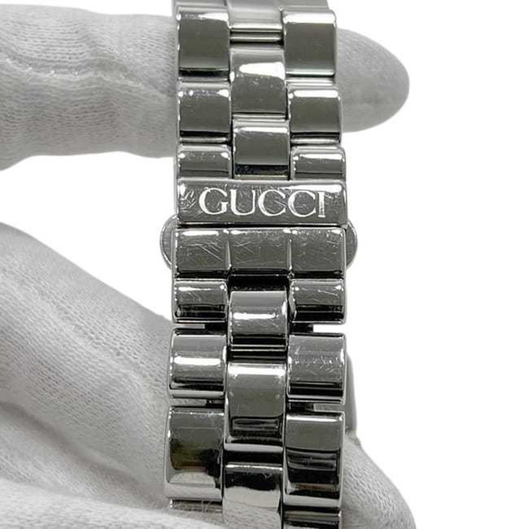Gucci G-Square Watch f-24540 Black/Silver 3600J Stainless Steel Quartz Movement 0013*** GUCCI Square Battery-Operated Black Dial Two-Hand Analog Men's Women's Boys' Sizes Metal Bracelet — Very Good