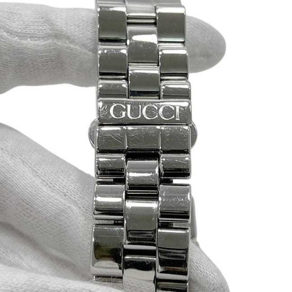Gucci G-Square Watch f-24540 Black/Silver 3600J Stainless Steel Quartz Movement 0013*** GUCCI Square Battery-Operated Black Dial Two-Hand Analog Men's Women's Boys' Sizes Metal Bracelet — Very Good