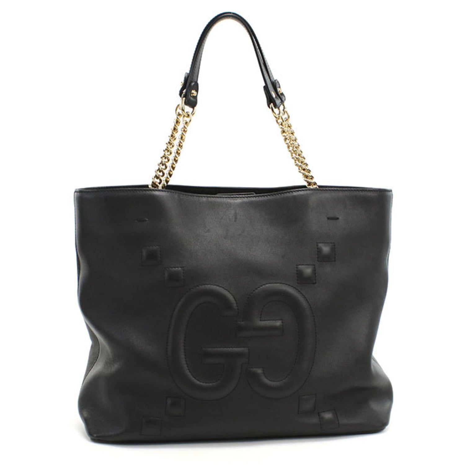 GUCCI Tote Bag 453561 Chain GG Embossed Women's Black