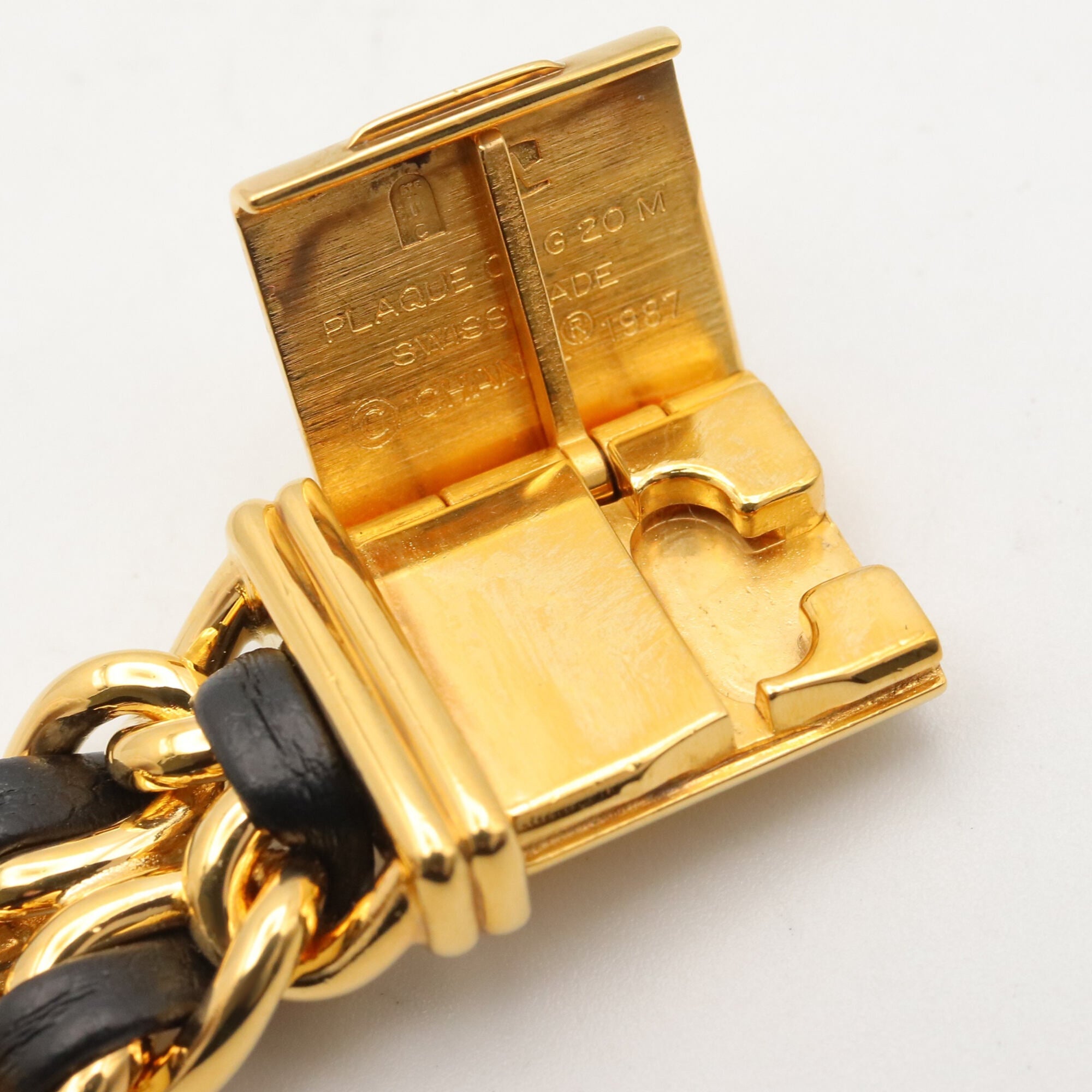 Chanel CHANEL Première S Watch, Gold Plated (GP), Leather Strap, Women's, Black, H0001 — Very Good