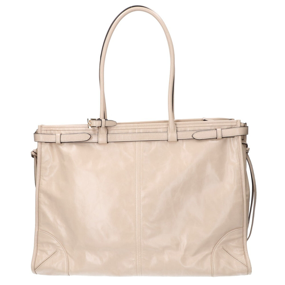 PRADA 1BA439 Bonnie Extra Large Nappa Leather Handbag with Strap - Travertine Women's — Like New