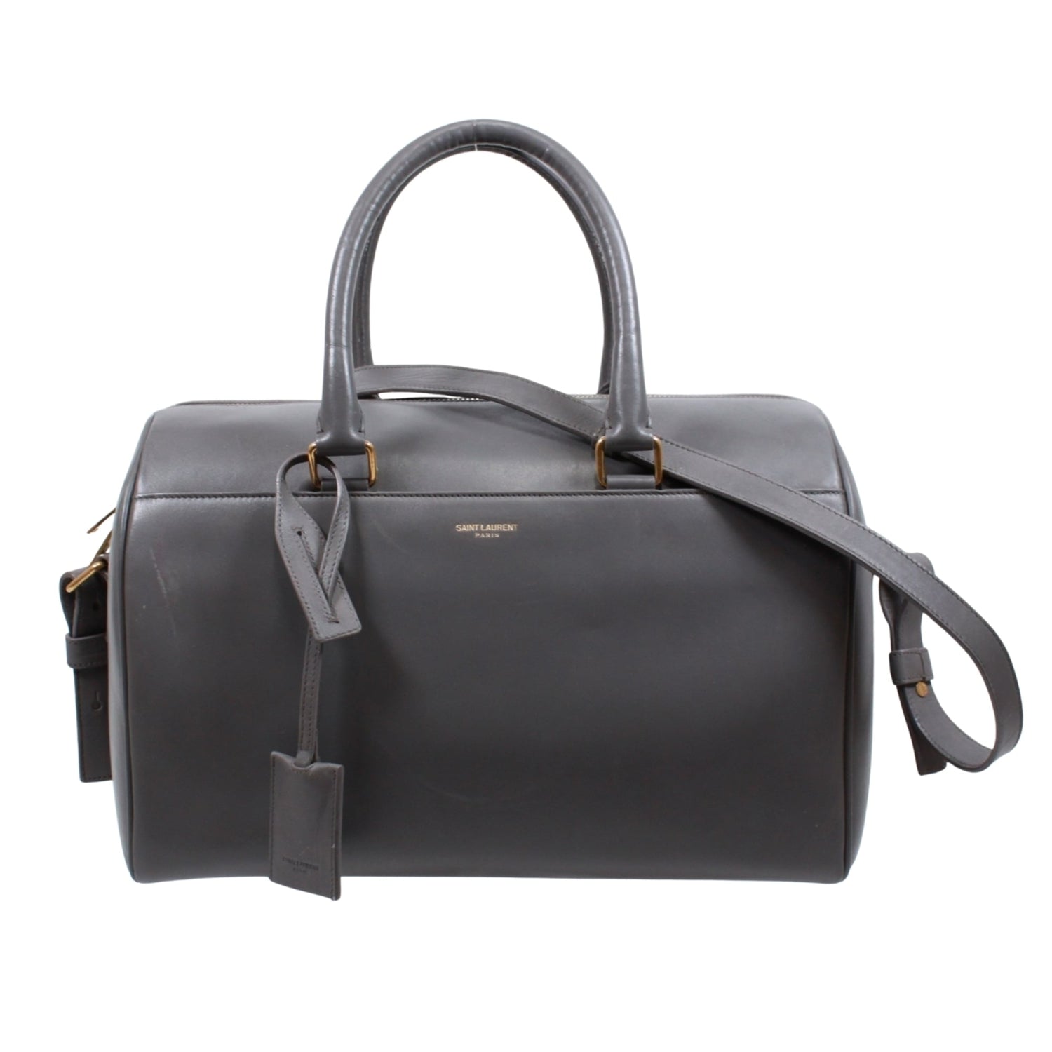 SAINT LAURENT Mini Boston Bag 322049 Handbag Leather Gray Women's