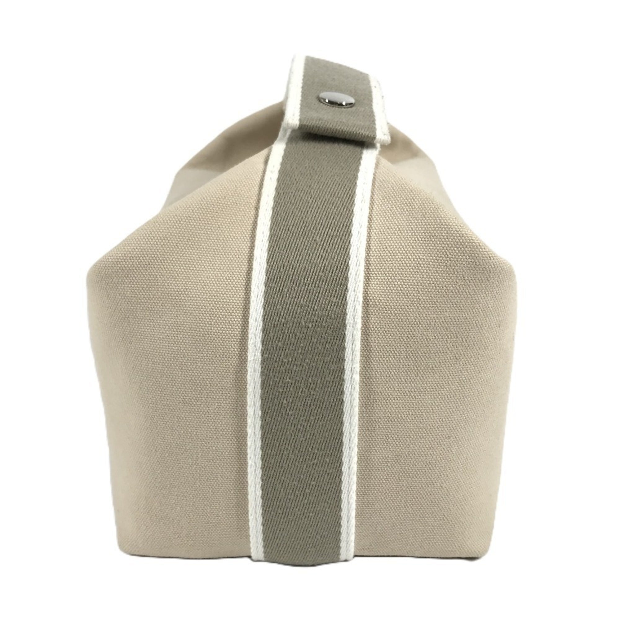 HERMES Brid a Black GM Bag, Pouch, Vanity Bag with H Logo, Cotton Handbag, Men's/Women's, Beige — Like New