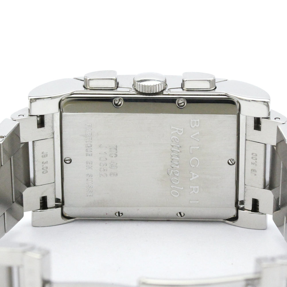 BVLGARI Rettangolo Stainless Steel Quartz Mens Watch RTC49S Polished — Very Good