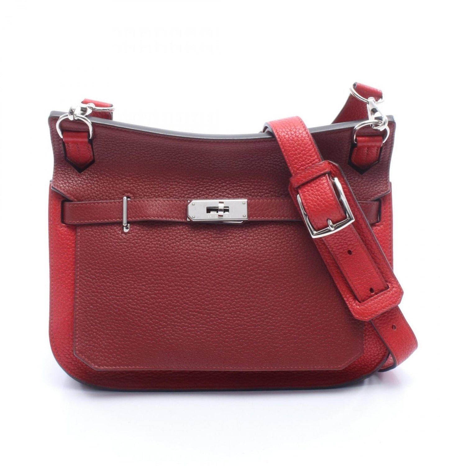 Hermes Jypsiere 28 Shoulder Bag/Handbag, Leather, Taurillon Clemence, Women's, Bordeaux/Red, Rouge Casaque