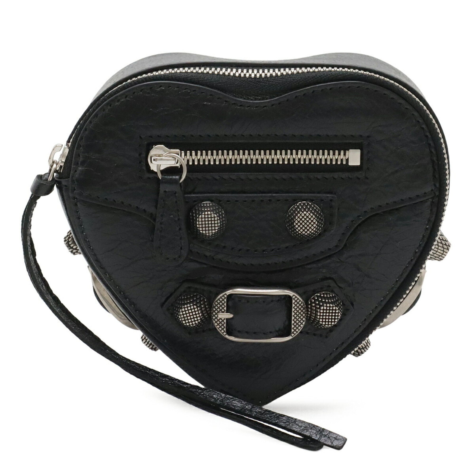 BALENCIAGA Le Cagole Heart Pouch Multi Box Leather Black 771674 — New - Store Return