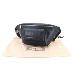 Gucci GG Embossed Belt Handbag, Leather, Black, 645093, Silver Hardware — New - Store Return